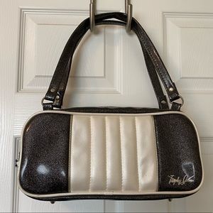 Trophy Queen Roadster Shoulder Bag - black glitter + pearl vinyl.